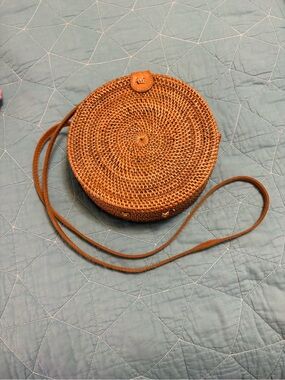 Round Woven Crossbody Bag
